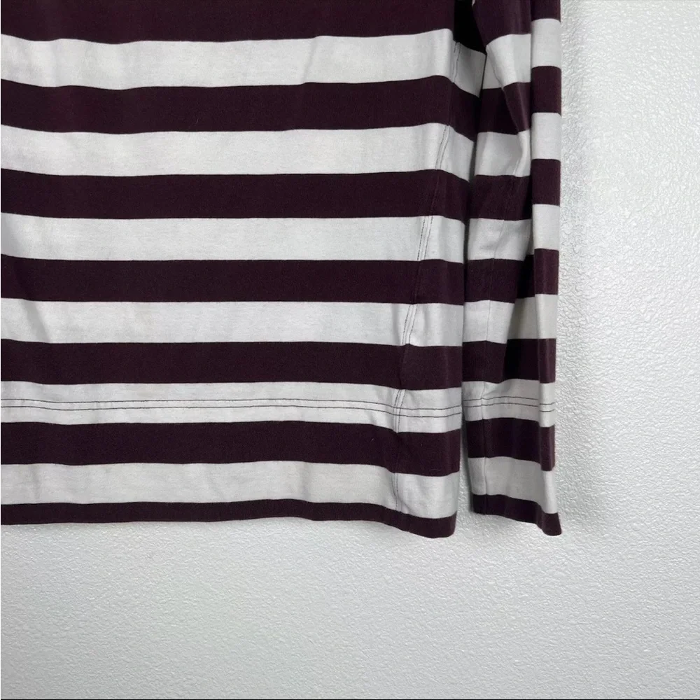 Nike Womens Striped Long Sleeve‎ Tee Maroon White Sz M